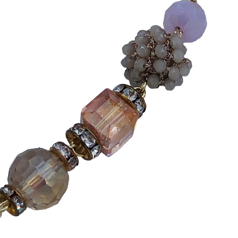 Rush By Denis & Charles Pink Crystal Beaded Necklace 40" Jewelry Vintage - Picture 6 of 8